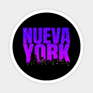 New York skyline at night Nueva York Magnet